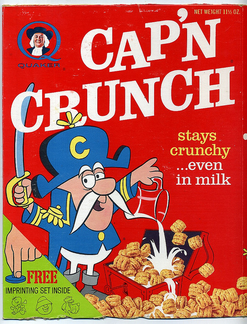 Cap'n Crunch cereal box from the mid-60's.
