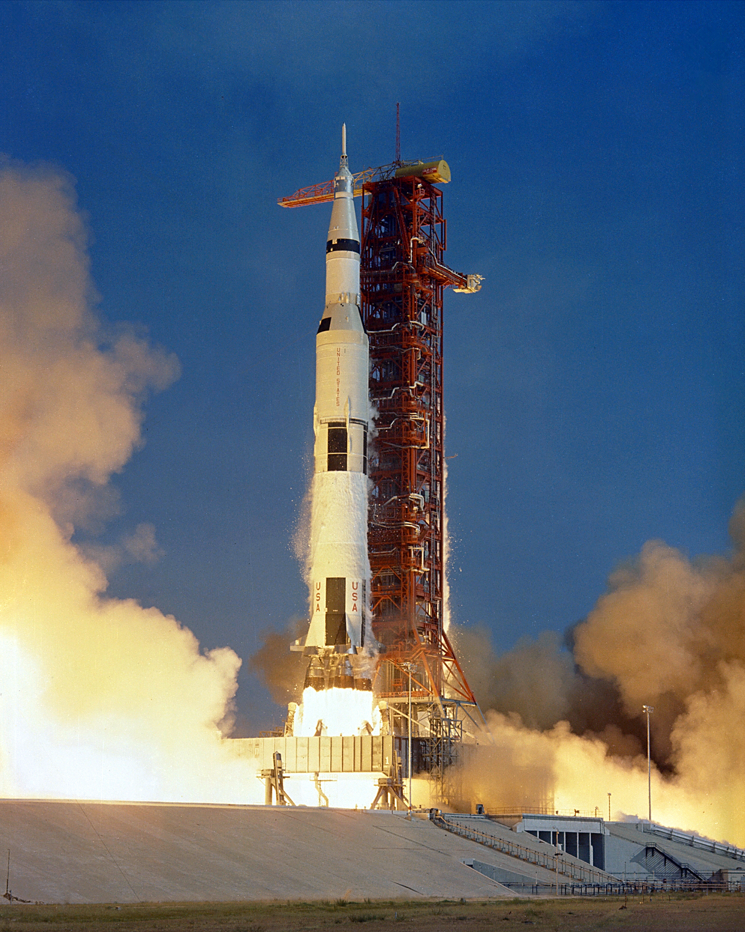 Saturn V with Apollo 11 at liftoff.